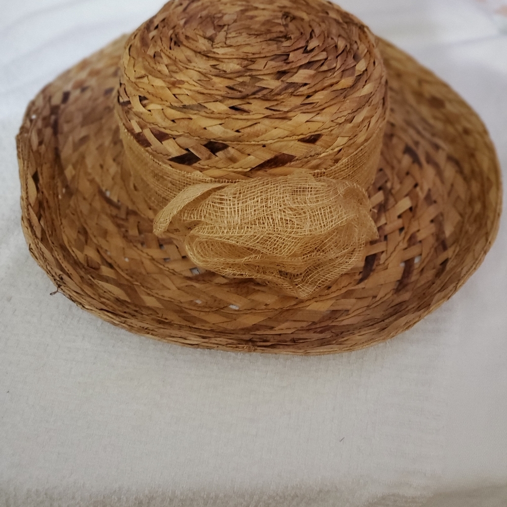 Women Brown/Tan Bowler Straw Hat